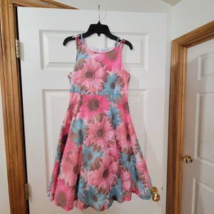 Bonnie Jean Sleeveless Girls Size 12 Blue Pink Brown Floral Eyelet Sundress